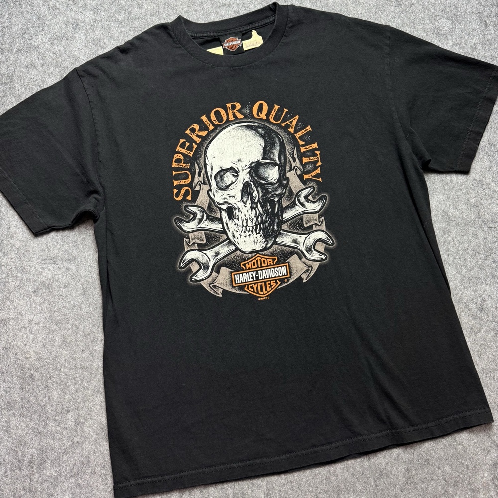 Harley-Davidson Shirt Mens XL Black Superior Quality Skull Graphic Tee Biker